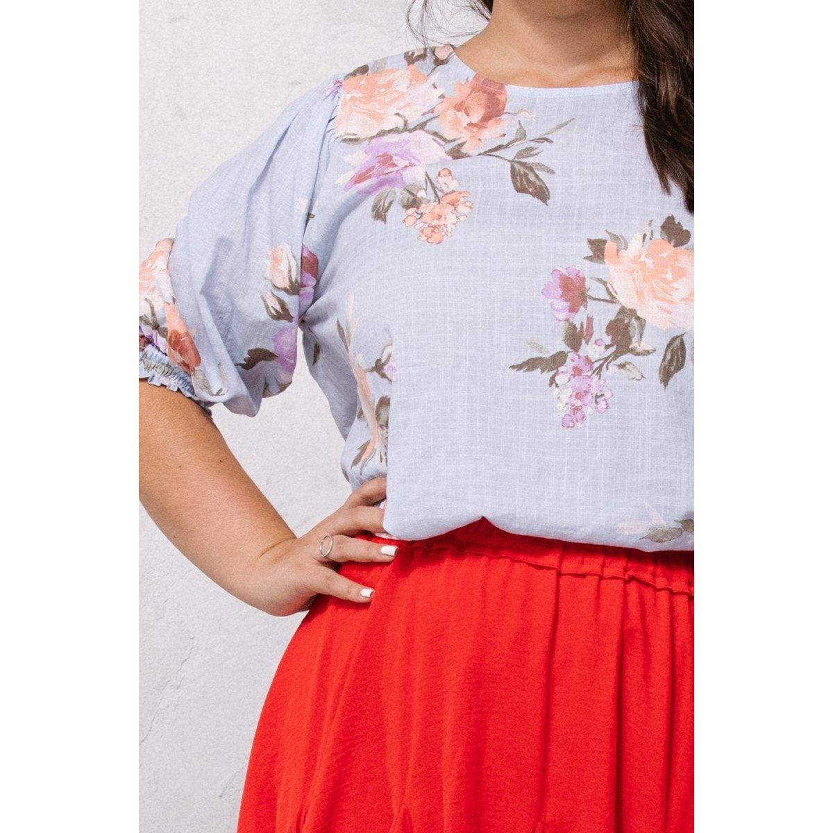 Floral Printed Woven Blouse-NXTLVLNYC