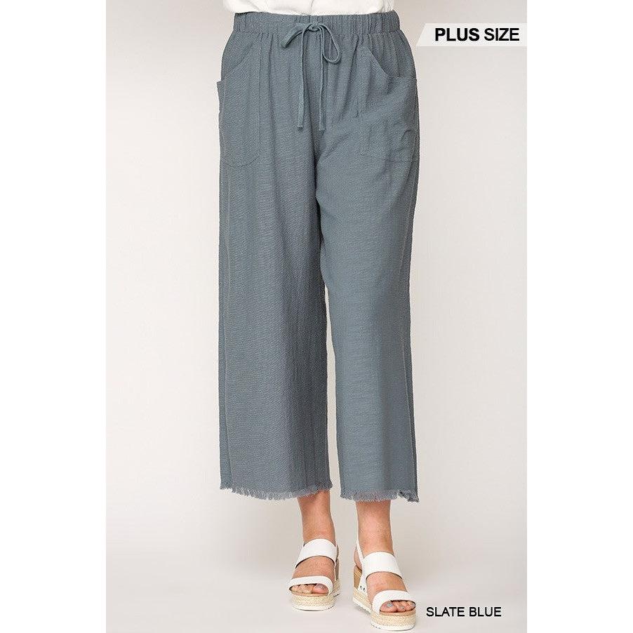 Frayed Wide Leg Pants With Pockets-Pants-NXTLVLNYC