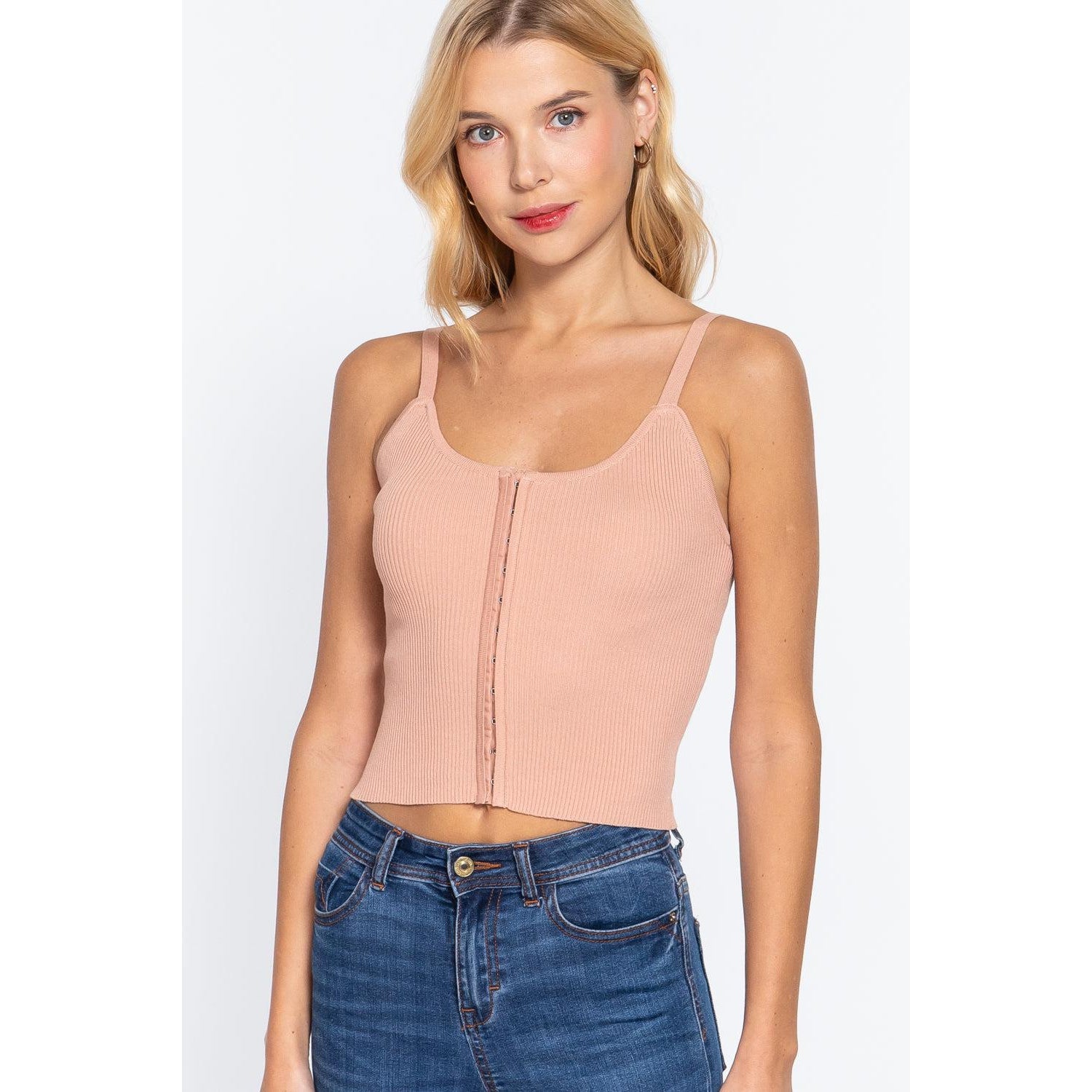 Front Closure With Hooks Sweater Cami Top-NXTLVLNYC