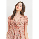 Front Tie Floral Waffle Top-Clothing Tops-NXTLVLNYC