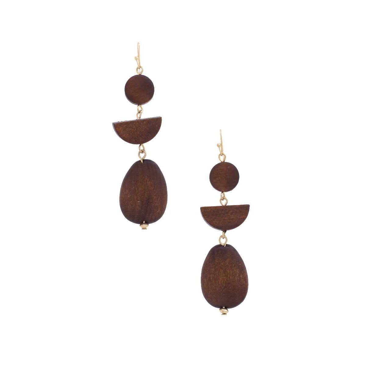 Geometric Wood Bead Dangle Earring-EARRINGS-NXTLVLNYC