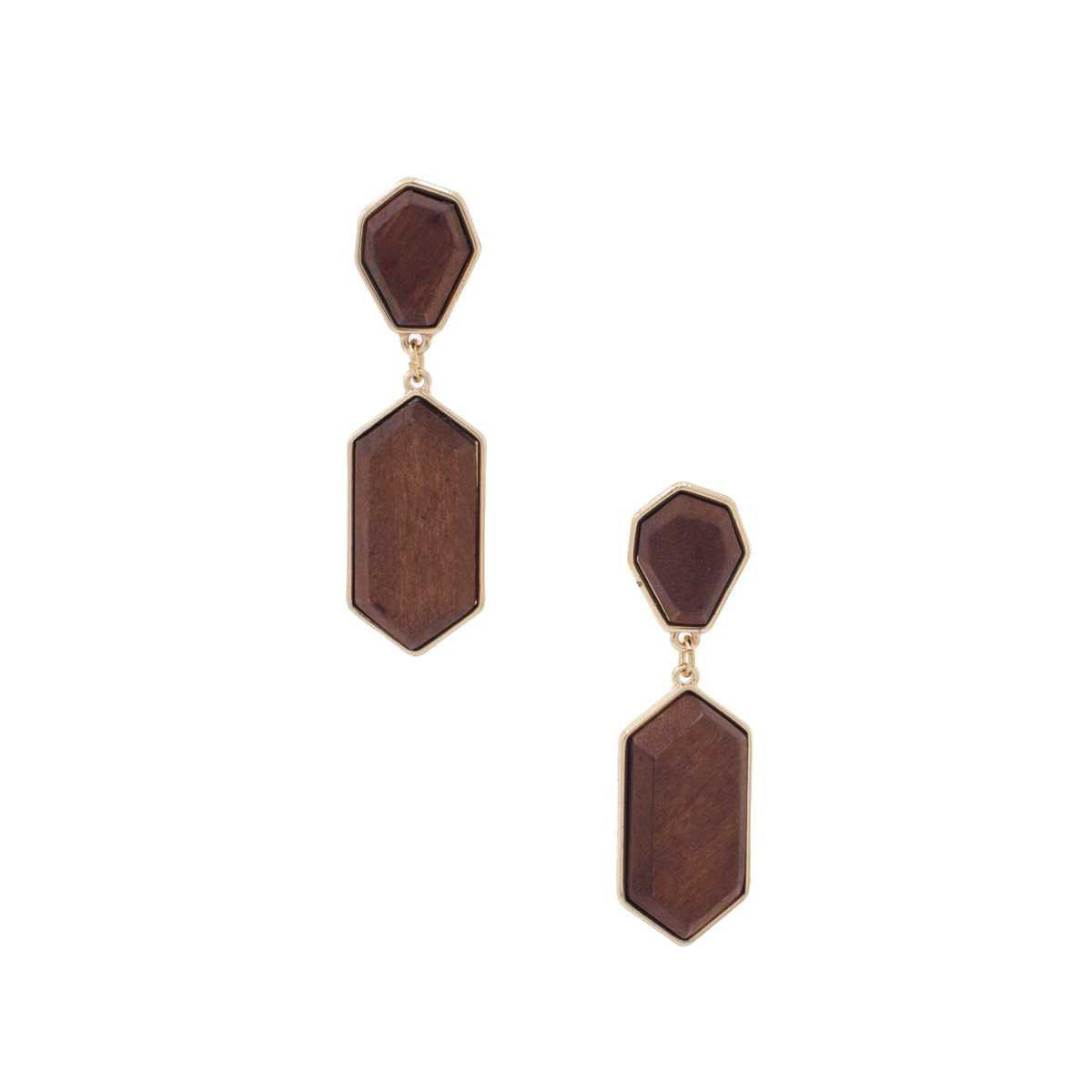 Geometric Wood Post Drop Earring-EARRINGS-NXTLVLNYC