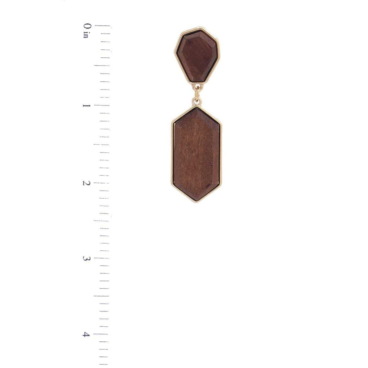 Geometric Wood Post Drop Earring-EARRINGS-NXTLVLNYC