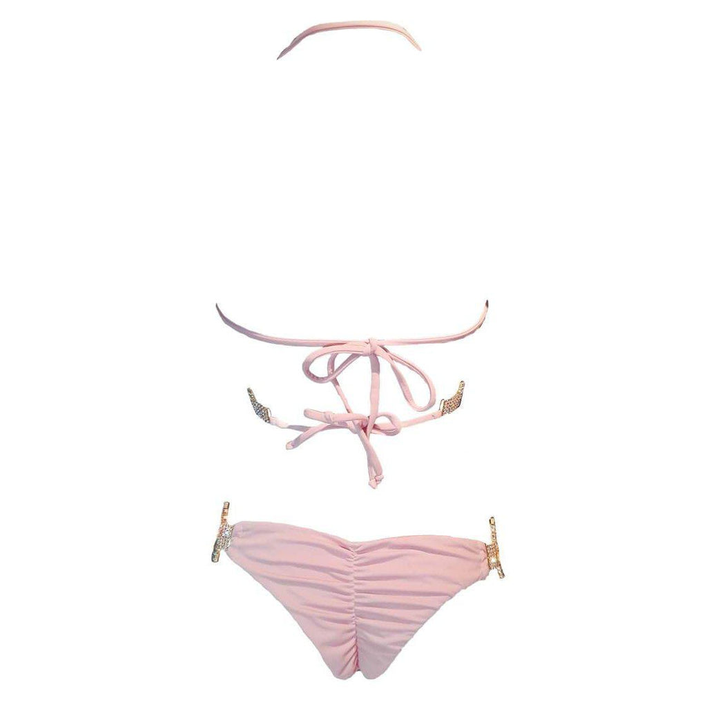 Gina Wrap Top & Skimpy Bottom - Powder Pink-Sports & Entertainment - Swimming - Bikinis Set-NXTLVLNYC