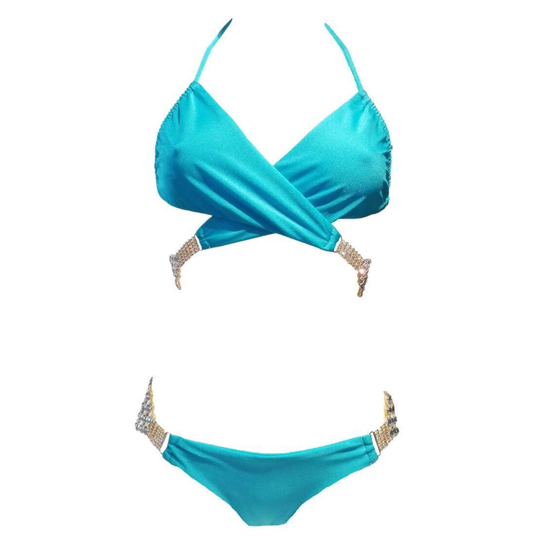 Gina Wrap Top & Skimpy Bottom - Turquoise-Sports & Entertainment - Swimming - Bikinis Set-NXTLVLNYC