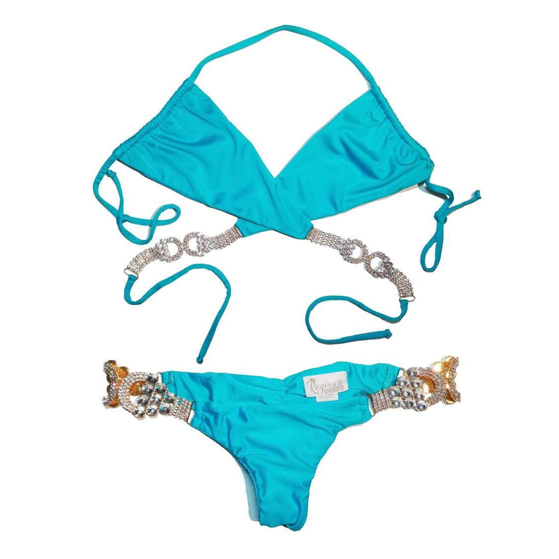 Gina Wrap Top & Skimpy Bottom - Turquoise-Sports & Entertainment - Swimming - Bikinis Set-NXTLVLNYC