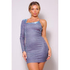 Glitter Asymmetrical Sleeve Party Mini Dress-NXTLVLNYC