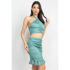 Halter Neck Crop Top & Skirts Set-NXTLVLNYC