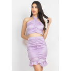 Halter Neck Crop Top & Skirts Set-NXTLVLNYC