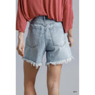 High Rise Denim Shorts With Raw Hem-SHORTS-NXTLVLNYC