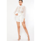 Lace And Crochet Top Detailed Fashion Romper-Jumpsuits & Rompers-NXTLVLNYC