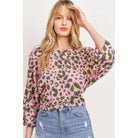 Leopard Knit Back Opened Short Sleeve Top-NXTLVLNYC