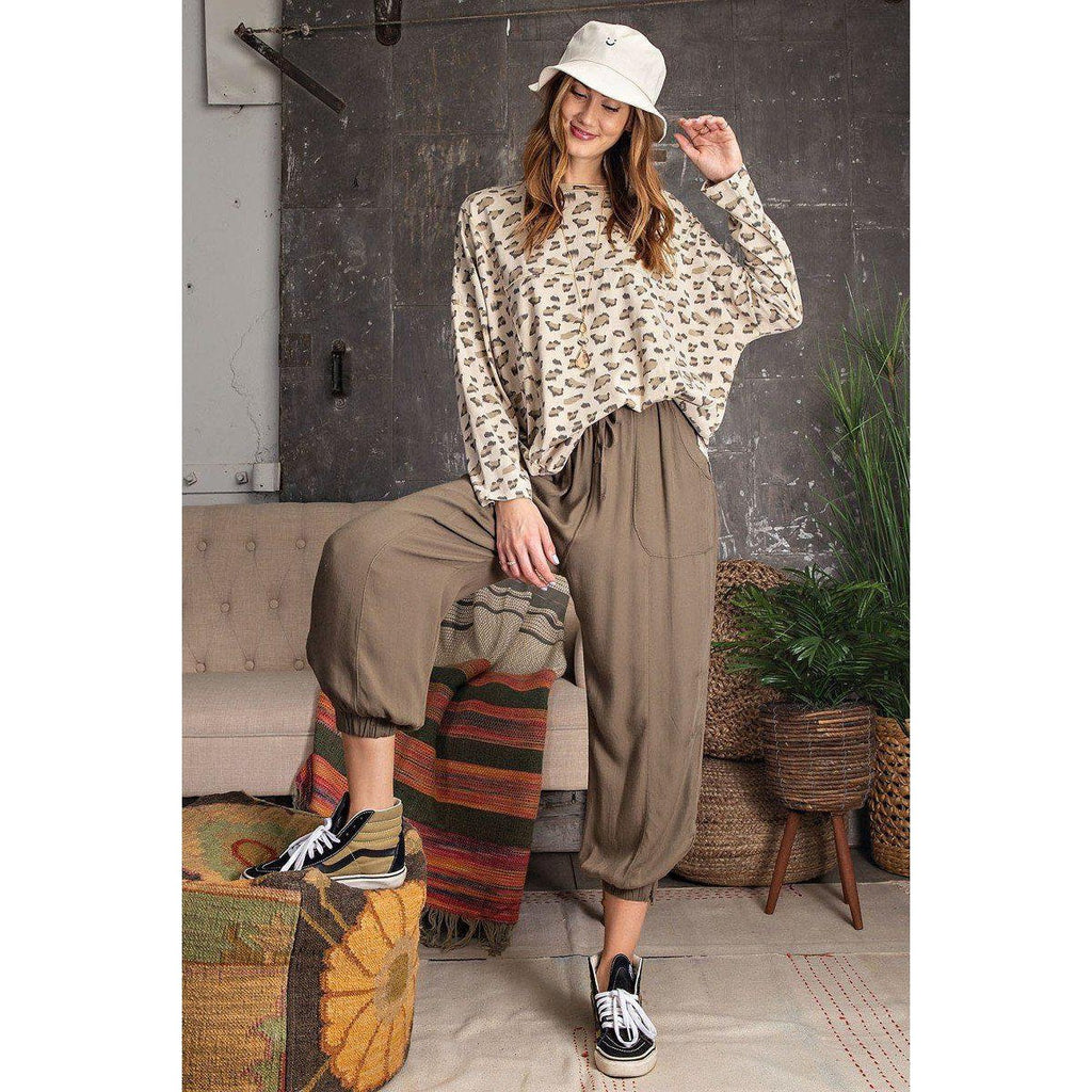 Leopard Printed Garment Dye Loose Fit Knit Top-Clothing Tops-NXTLVLNYC