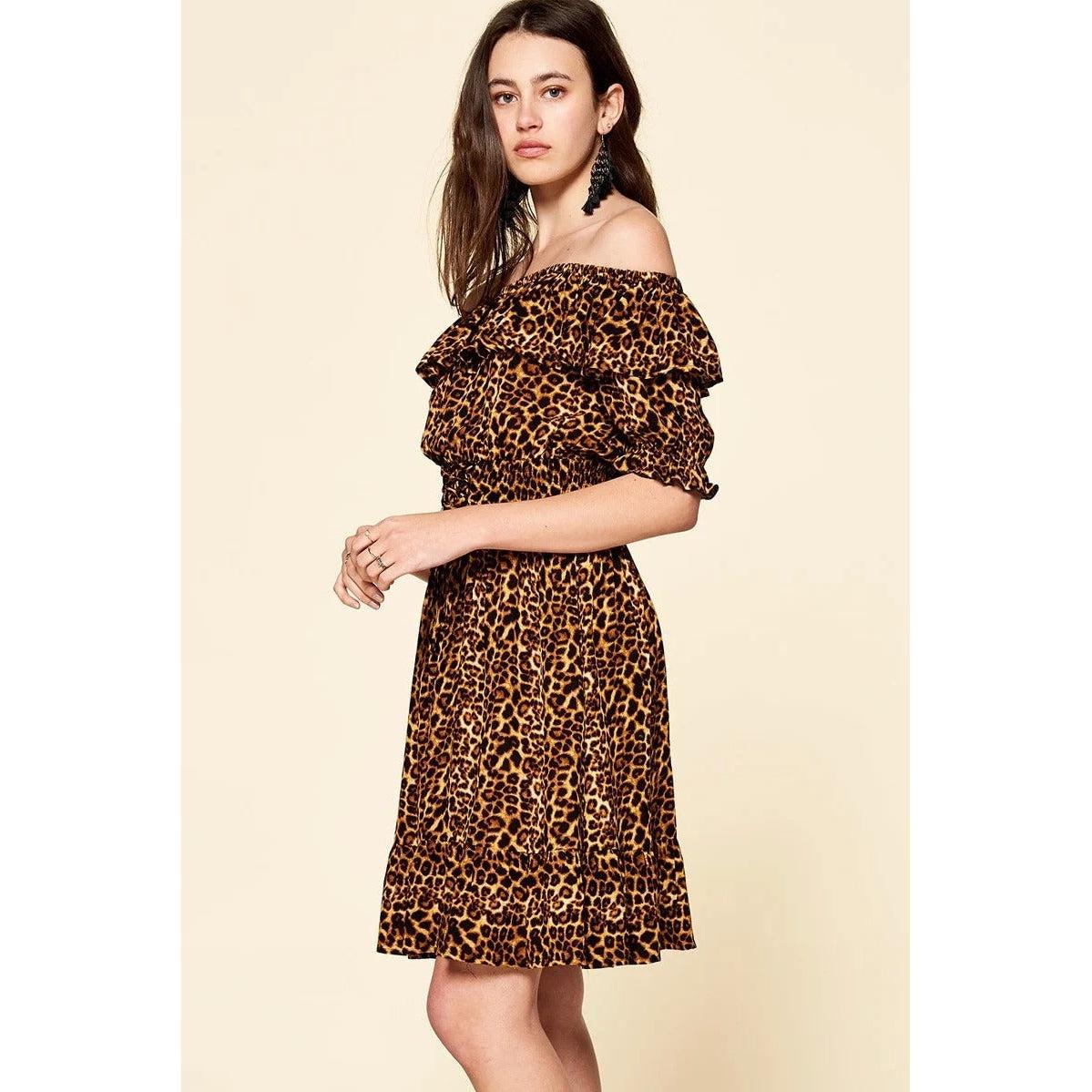 Leopard Printed Woven Dress-Dresses-NXTLVLNYC