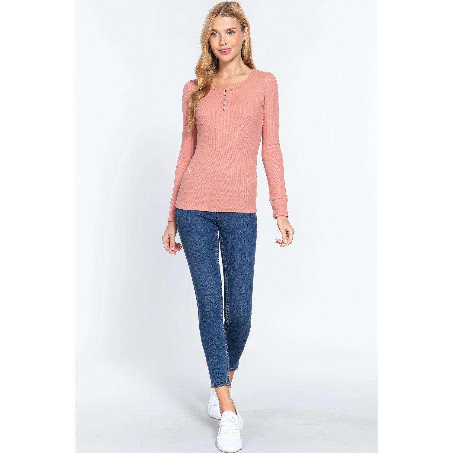 Long Slv Scoop Neck Thermal Top-Clothing Tops-NXTLVLNYC