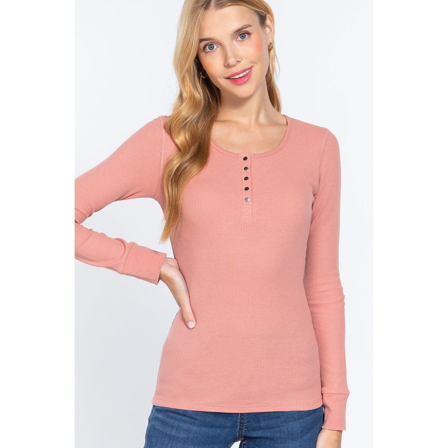 Long Slv Scoop Neck Thermal Top-Clothing Tops-NXTLVLNYC