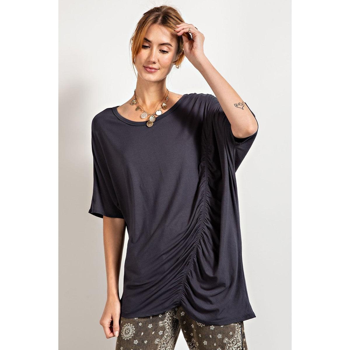 Loose Fit And Ruched Detailing Top-Shirts & Tops-NXTLVLNYC