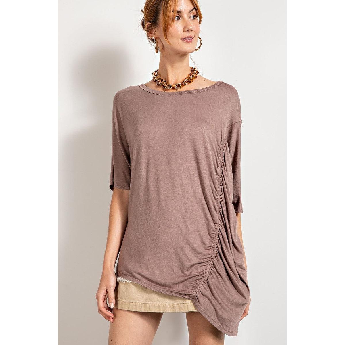 Loose Fit And Ruched Detailing Top-Shirts & Tops-NXTLVLNYC