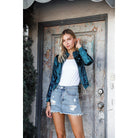 Medium Blue Denim High-waist Distressed Effect Asymmetrical Trim Raw Hem Detail Mini Skirt-NXTLVLNYC