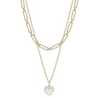Metal Chain Heart Pendant 2 Layered Necklace-NXTLVLNYC