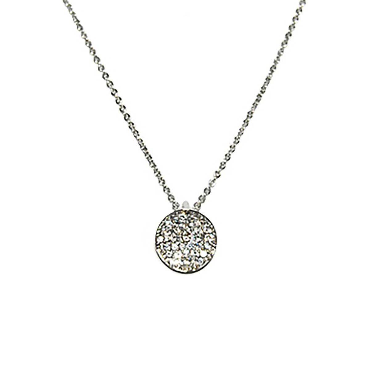 Metal Chain Rhinestone Round Pendant Necklace-Jewelry & Accessories - Necklaces & Pendants-NXTLVLNYC