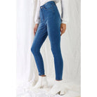 Mid Blue High-waisted With Rips Skinny Denim Jeans-Pants-NXTLVLNYC