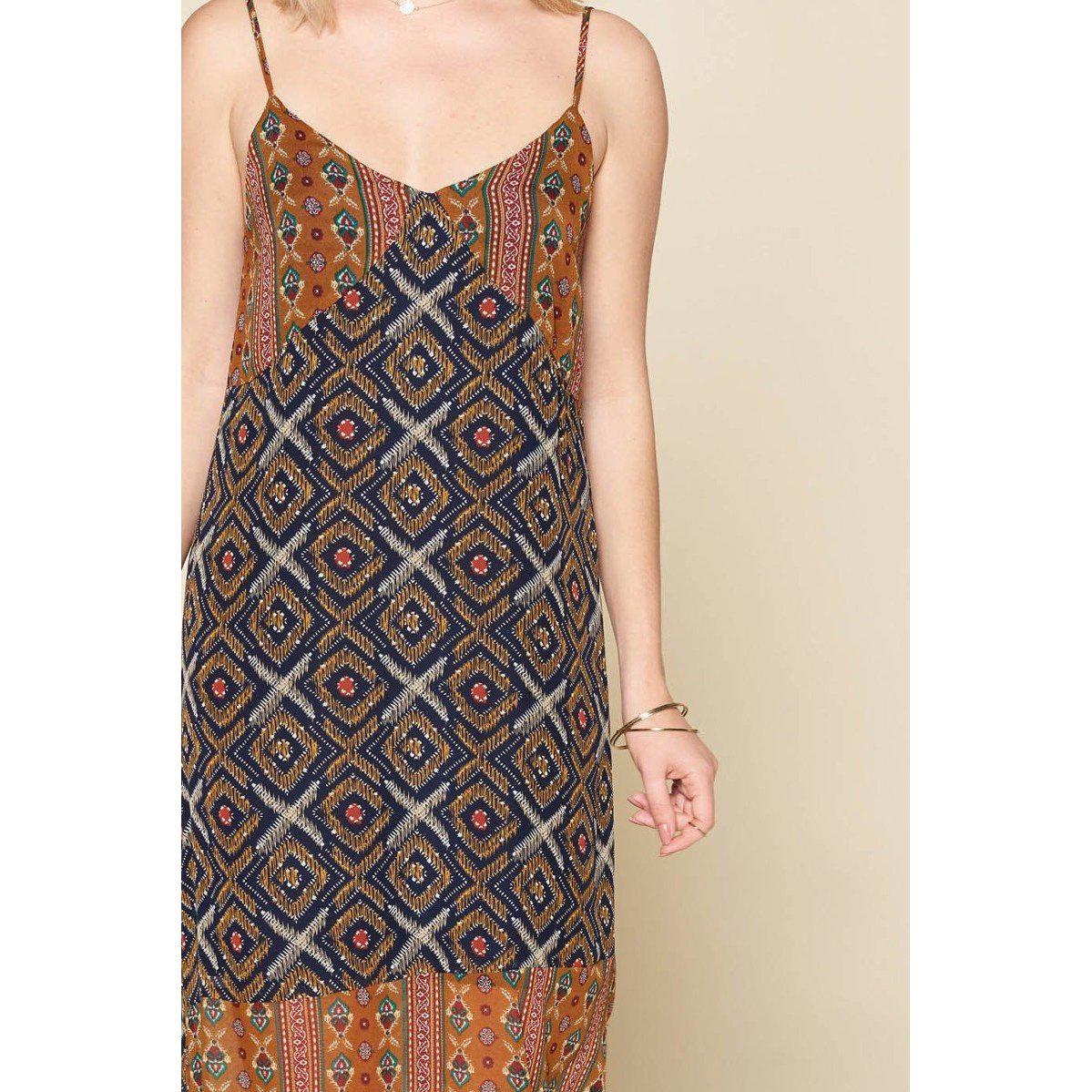 Mixed Printed Chiffon Maxi Slip Dress-NXTLVLNYC