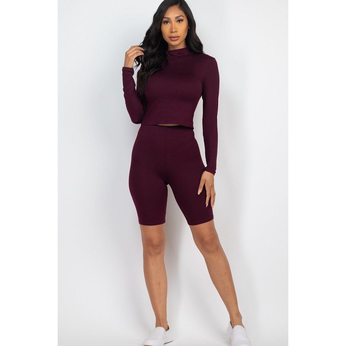 Mock Neck Top & Biker Shorts Set-NXTLVLNYC