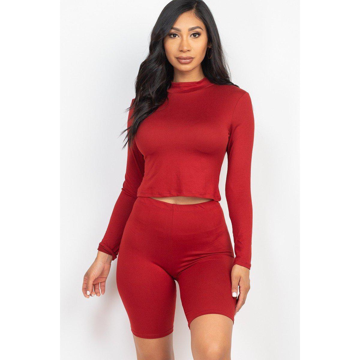 Mock Neck Top & Biker Shorts Set-NXTLVLNYC