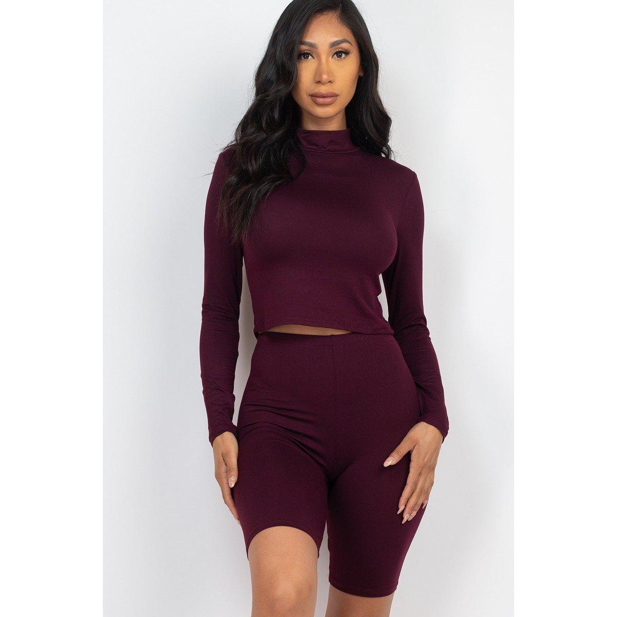 Mock Neck Top & Biker Shorts Set-NXTLVLNYC