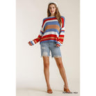 Multicolored Stripe Round Neck Long Sleeve Knit Sweater-Clothing Sweaters-NXTLVLNYC