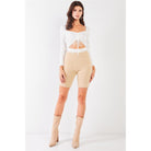 Oatmeal Beige Knit High Waist Stretchy Warm Fuzzy Biker Shorts-SHORTS-NXTLVLNYC