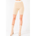 Oatmeal Beige Knit High Waist Stretchy Warm Fuzzy Biker Shorts-SHORTS-NXTLVLNYC