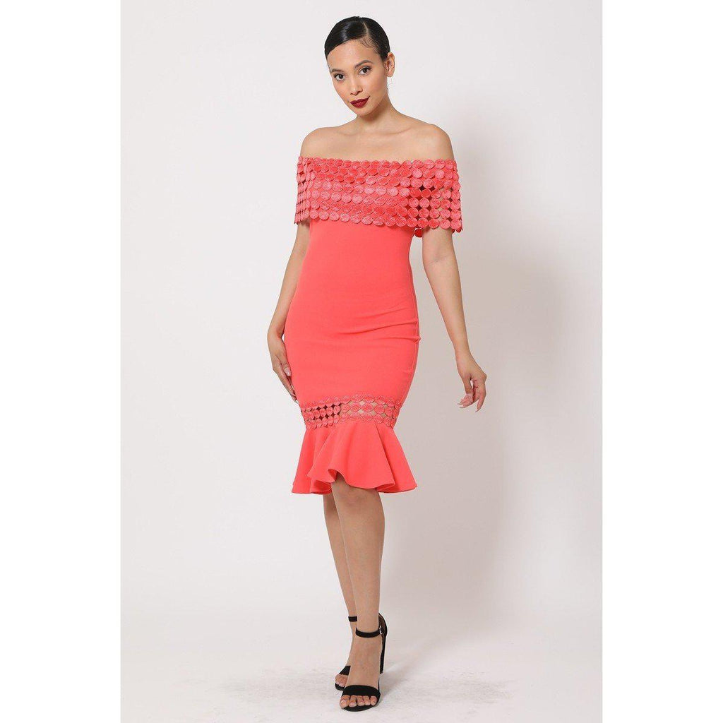 Off Shoulder Crochet Band Fashion Dress-Dresses-NXTLVLNYC