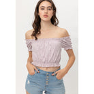 Off Shoulder, Cropped Top Puff Sleeve-Clothing Tops-NXTLVLNYC