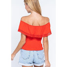 Off Shoulder W/lace Smocked Top-Clothing Tops-NXTLVLNYC