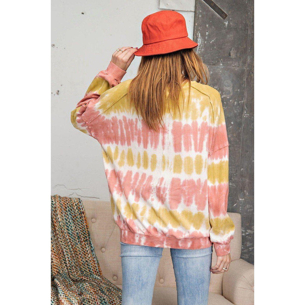 Ombre Dye Terry Knit Banded Bottom Pullover-Clothing Tops-NXTLVLNYC