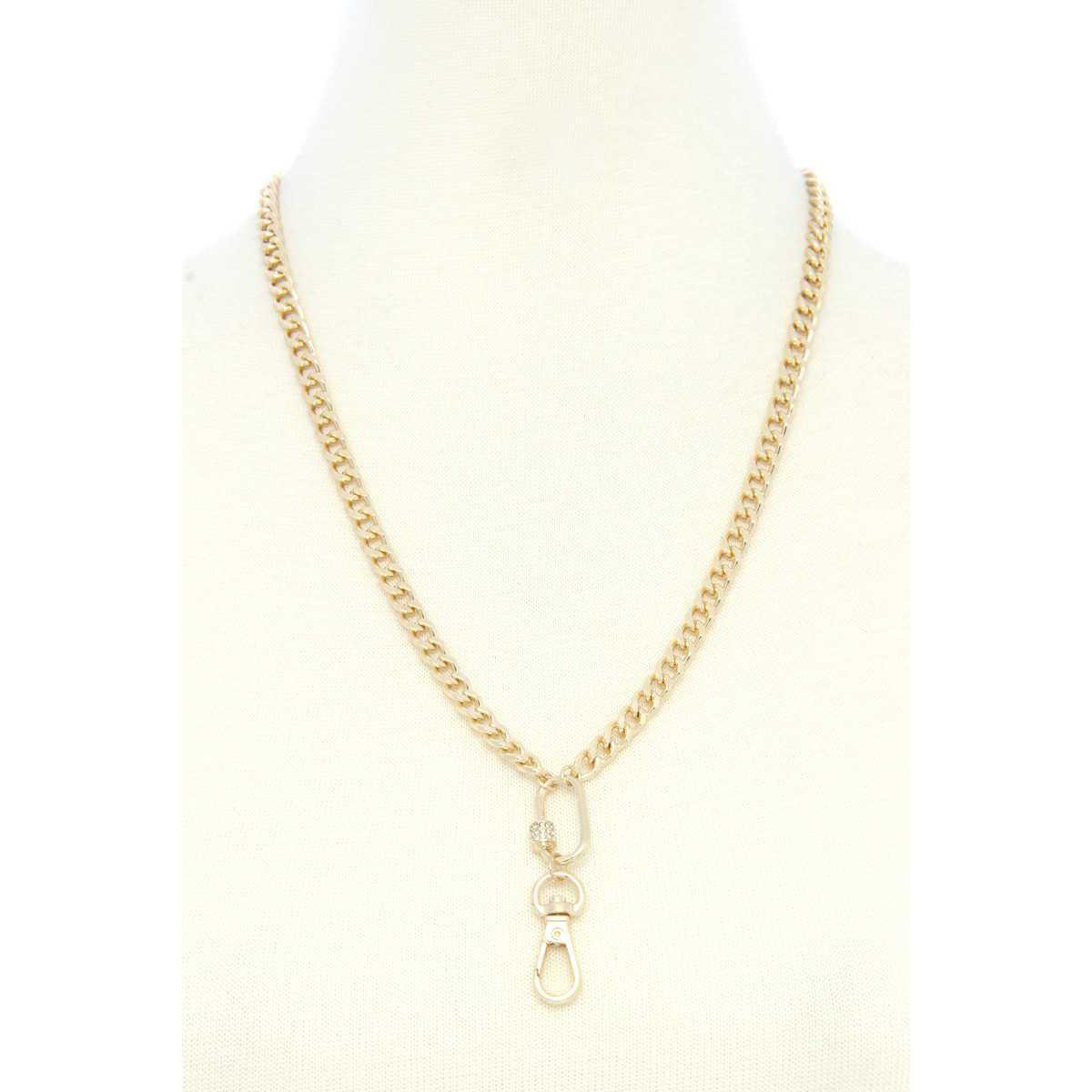 Oval Charm Curb Link Metal Necklace-Jewelry & Accessories - Necklaces & Pendants-NXTLVLNYC