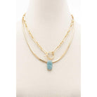 Oval Stone Toggle Clasp Layered Necklace-Necklaces-NXTLVLNYC