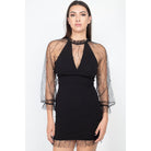 Pearl Trim Mesh Bodycon Dress-Dresses-NXTLVLNYC