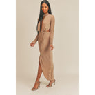 Pecan Brown Open Front Dress-NXTLVLNYC