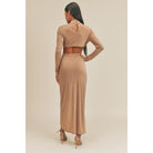 Pecan Brown Open Front Dress-NXTLVLNYC