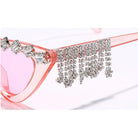 Pink Rhinestone Fringe Sunglasses-Women's Fashion - Women's Accessories - Women's Glasses - Women's Sunglasses-NXTLVLNYC