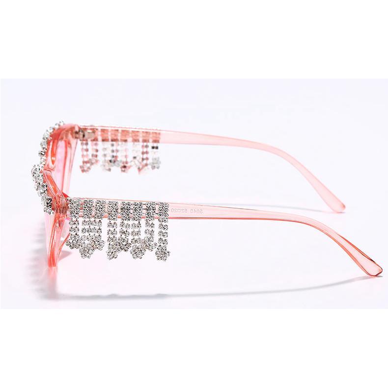 Pink Rhinestone Fringe Sunglasses-Women's Fashion - Women's Accessories - Women's Glasses - Women's Sunglasses-NXTLVLNYC