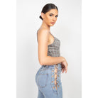 Plaid Hook & Eye Sweetheart Crop Top-NXTLVLNYC