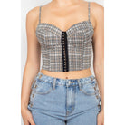 Plaid Hook & Eye Sweetheart Crop Top-NXTLVLNYC