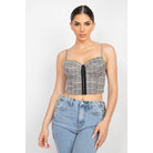 Plaid Hook & Eye Sweetheart Crop Top-NXTLVLNYC