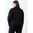 Plus Black Lurex Draped Collar Side Zip Up Lightweight Jacket-NXTLVLNYC