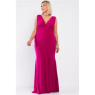 Plus Draped Back V-neck Sleeveless Maxi Dress-Dresses-NXTLVLNYC