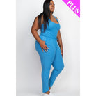 Plus Ribbed Sleeveless Drawstring Jumpsuit-NXTLVLNYC